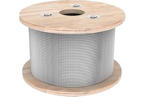 Fshihine 3/16 Stainless Steel Cable, 400 ft Wire Rope, 7x19 Strands, 3700 lbs Breaking Strength, Aircraft Cable for Decking Railings, Zip Line, Shade Sails, String Lights, Fence, Cable Railing System