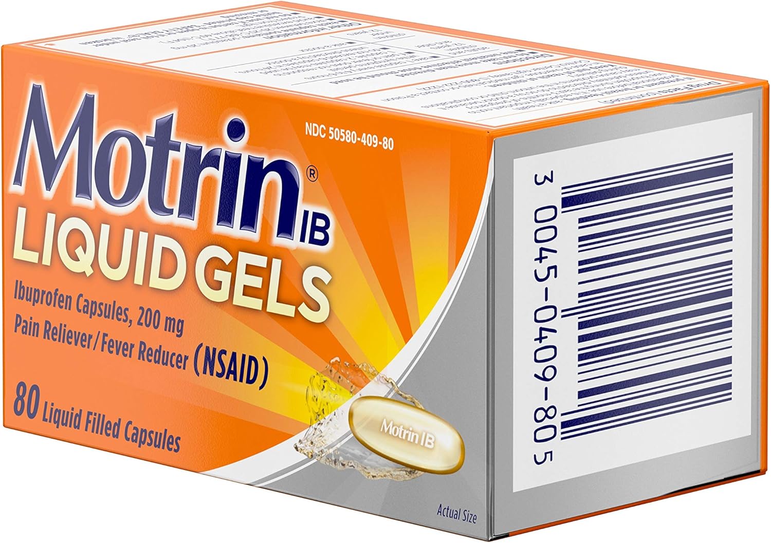 Motrin IB Liquid Gels, Ibuprofen 200mg, Fever, Muscle Aches, Headache & Back Pain Relief, 80 ct.: Health & Personal Care