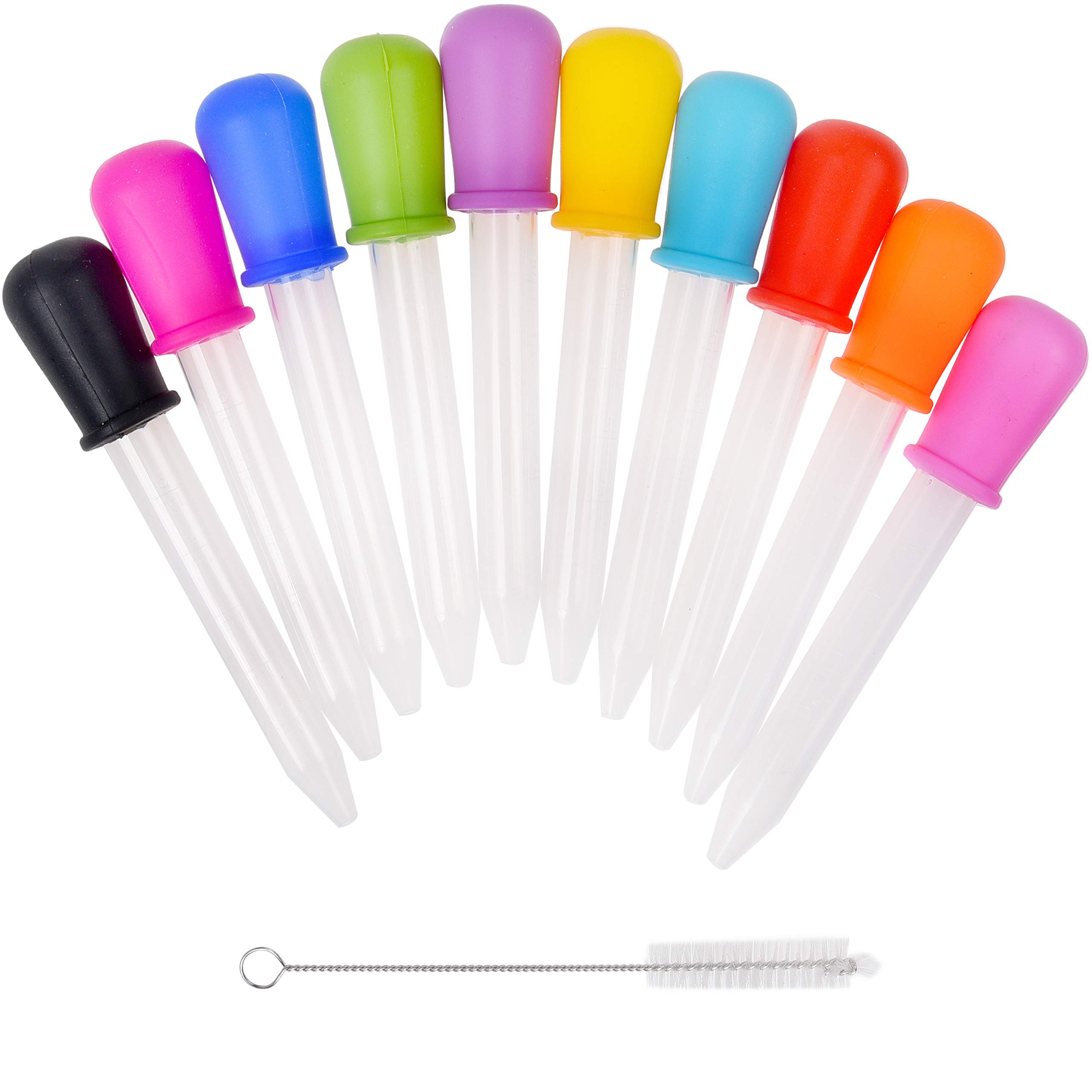 Kare & Kind Liquid Droppers 10 pack - Assorted Colors - Food Safe and Premium Quality Material - Medicine Dropper, Plastic Pipette - Home, School Laboratories - Art, Science, Gummy Making, Oil, Water