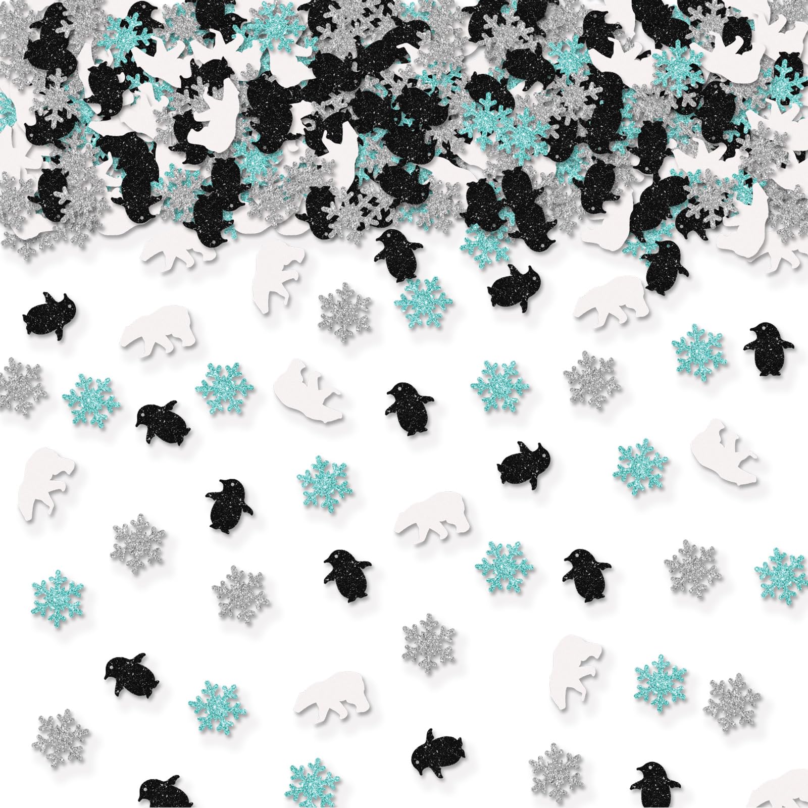 Photo 1 of 100pcs Winter Wonderland Confetti, Penguin/Snowflake Confetti for Winter Party, Polar Bear Paper Scatters, Christmas Holiday Party Table Decoration