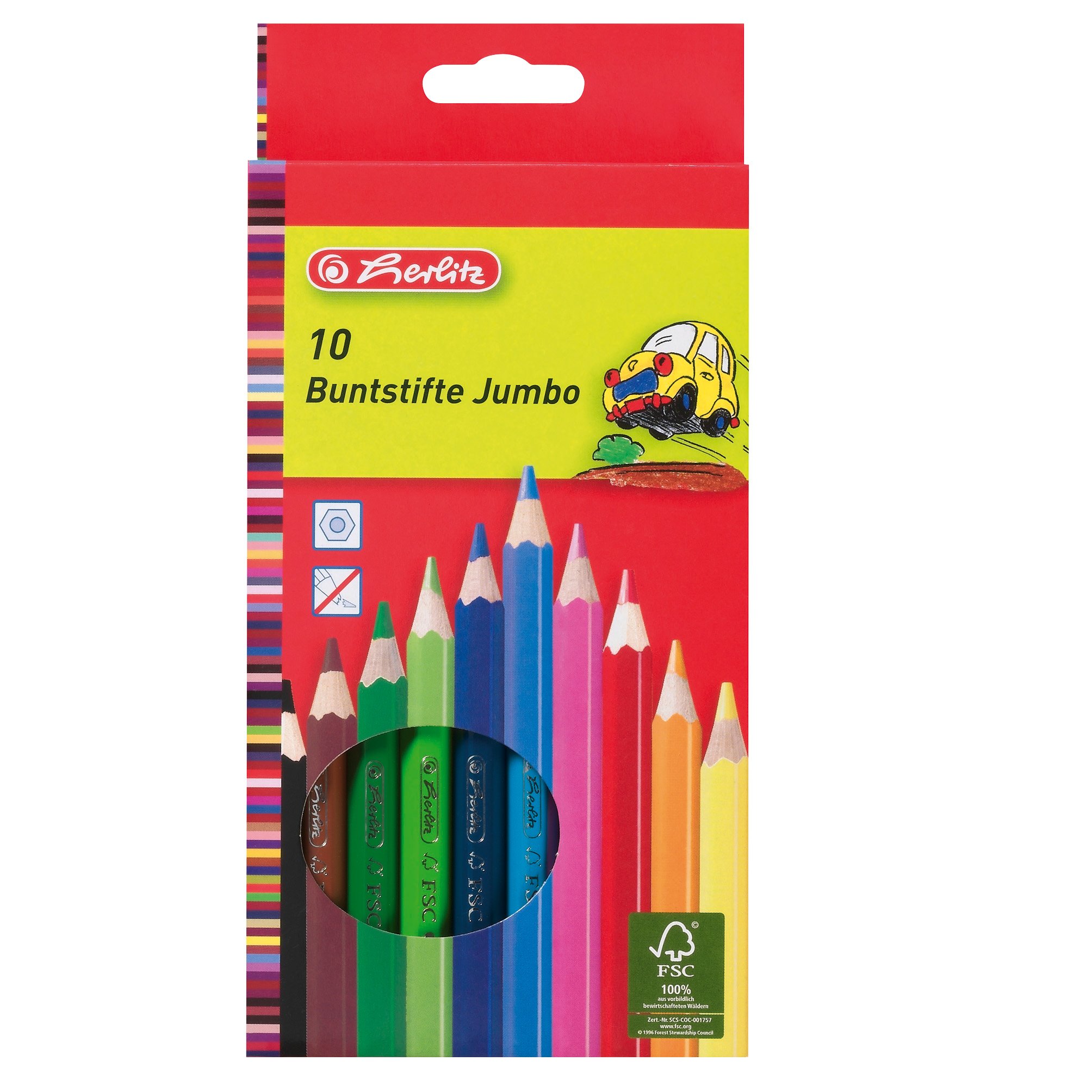 Herlitz Jumbo 10795276 Colouring Pencils Lacquered Set of 10
