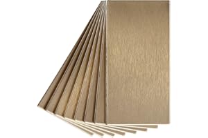 Aspect Peel and Stick Backsplash 3in x 6in Brushed Champagne Long Grain Metal Tile for Kitchen and Bathrooms (8-Pack)