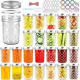 UrSpeedtekLive 24 Pack Mason Jars 8 oz with Regular Lids and Bands, Half Pint Canning Jars, Small Glass Jars for Honey Jelly Jam Crafts