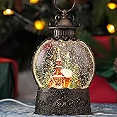 Snow Globe with Church, Light Up Christmas Snow Globes with Music Timer - USB Plug or Battery Operated Glitter Globe Indoor Christmas Decorations