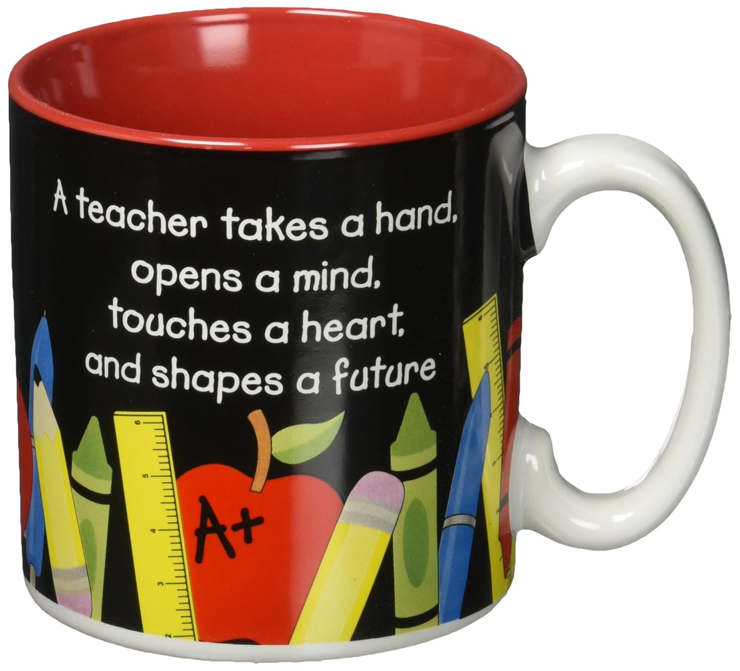 1 Teacher 13 oz Coffee Mug with Pencil, Rulers, Crayons