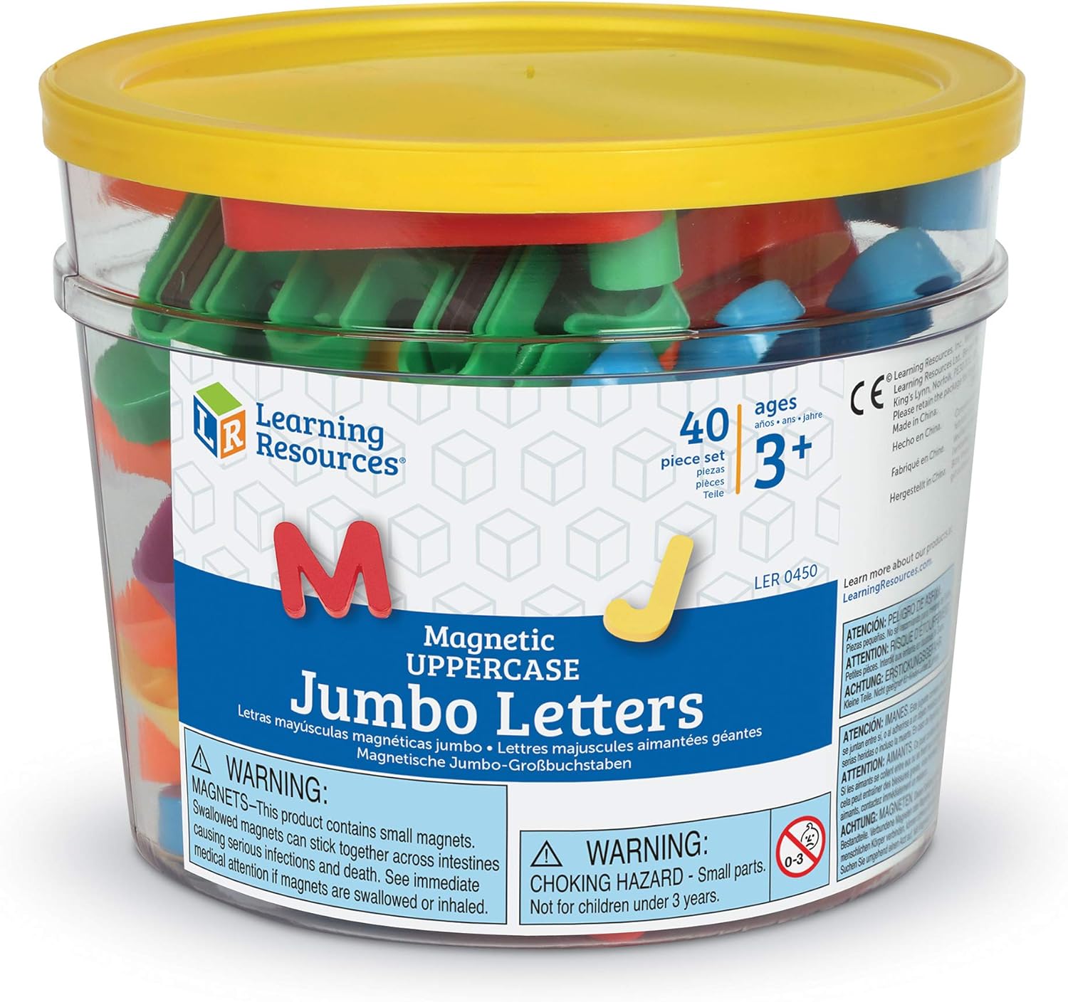 Learning Resources Jumbo Magnetic Uppercase Letters, ABCs, Early Letter Recognition, 40-Pieces, Assorted Colors, Ages 3+: Office Products