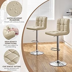 Yaheetech Bar Stools Set of 2, Adjustable PU