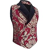 Mens Victorian Steampunk Vest Gothic Double Breasted Corset Waistcoat Masquerade brocade Jacquard Goth Costume
