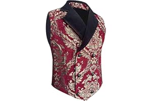 STMOITZ Mens Victorian Steampunk Vest Gothic Double Breasted Corset Waistcoat Masquerade brocade Jacquard Goth Costume