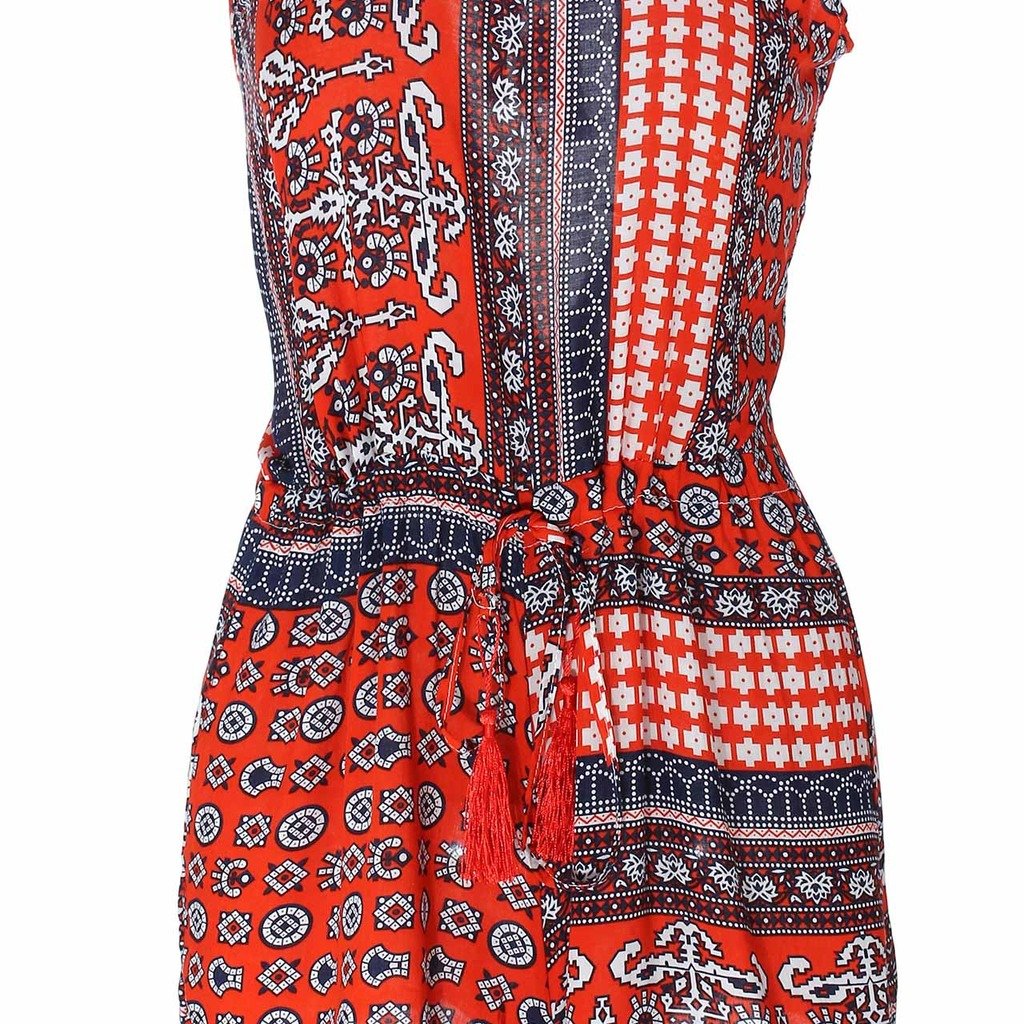 Ayliss Women\'s Sexy Cut out back Bohemian Casual Loose Romper Playsuit,Red M