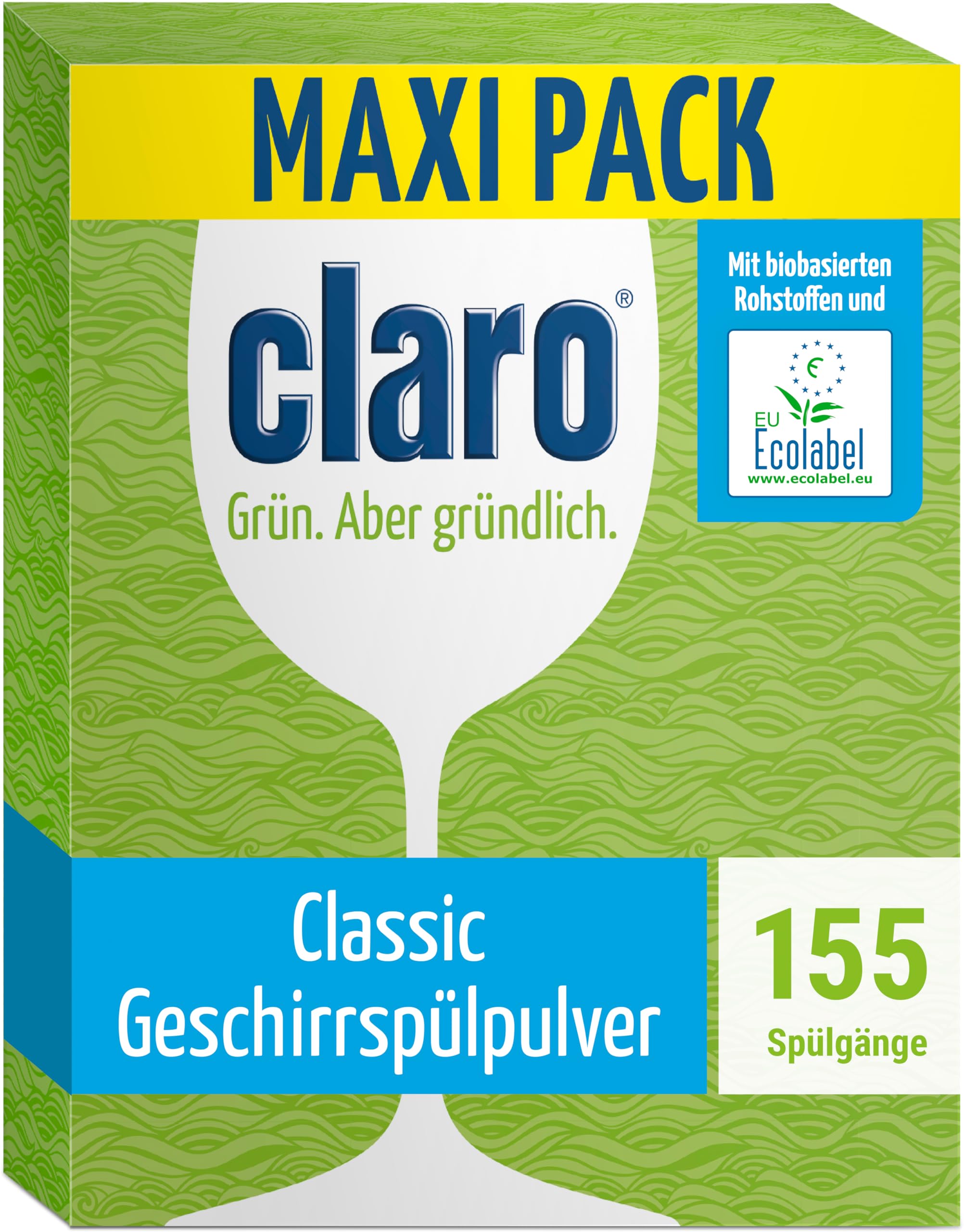 claro Classic Öko Geschirrspülpulver - 2,8 KG Spülmaschinen-Pulver - phosphatfrei, umweltfreundlich & vegan - 155 Spülgänge