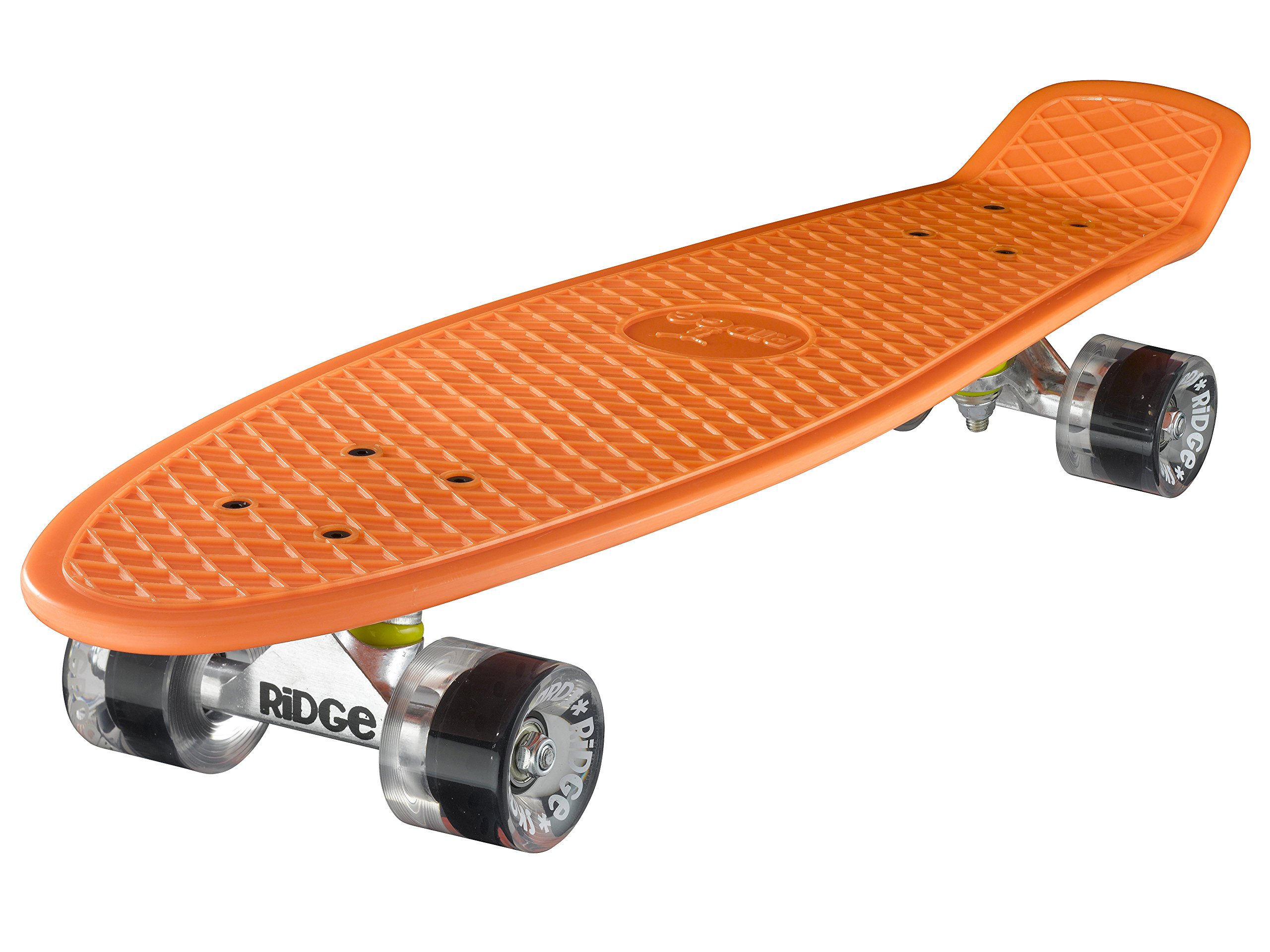 Ridge Skateboards Children Kids Big Brother Large Retro Cruiser-Orange/Clear Wheels, 27 Inch