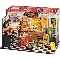Amazon.com: ROBOTIME Miniature House Kit DIY Mini Garage Workshop ...