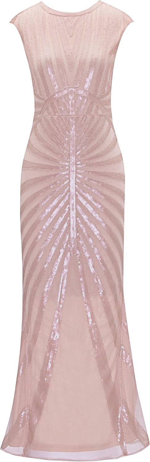 Metme Formal Evening Dress 1920s Sequin Mermaid Formal Long Flapper Gown Party