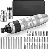 SK 1/2'' Manual Impact Driver Set, 40-Piece Reversible Impact Screwdriver | Heavy Duty, 3/8''&amp;5/16'' Bit Holders, S2 and CR-V Bits, Phillips, Slotted, Hex, Torx and Spline Bits, Storage Case