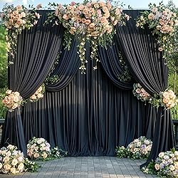 50ft x 10ft Wrinkle Free Black Wedding Backdrop