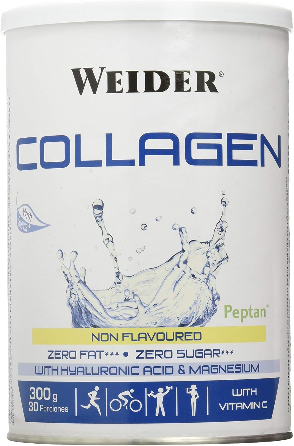 Weider Collagen. with Hyaluronic Acid, Magnesium and Vitamin C. 100% Peptan. Zero Fat. Sugar Zero. Keto, Neutral, 300 g (Pack of 1)