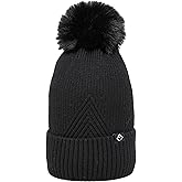 Funky Junque Basics Womens Pom Pom Beanie Winter Hats Cute Diagonal Pattern Fleece Lined Warm Stocking Caps Pompom Toboggan