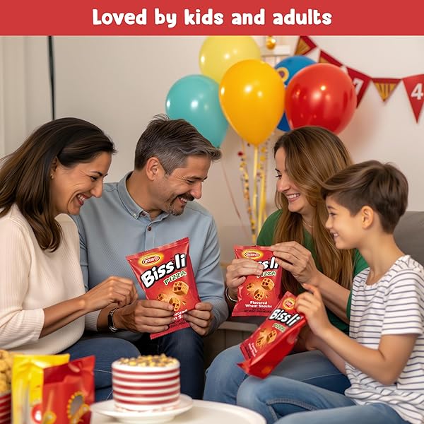 BISSLI PIZZA FLAVORED CRUNCHY WHEAT SNACK PERFECT LUNCH SNACK FOR KIDS & ADULTS 2.5OZ BAG (PACK OF 24)
