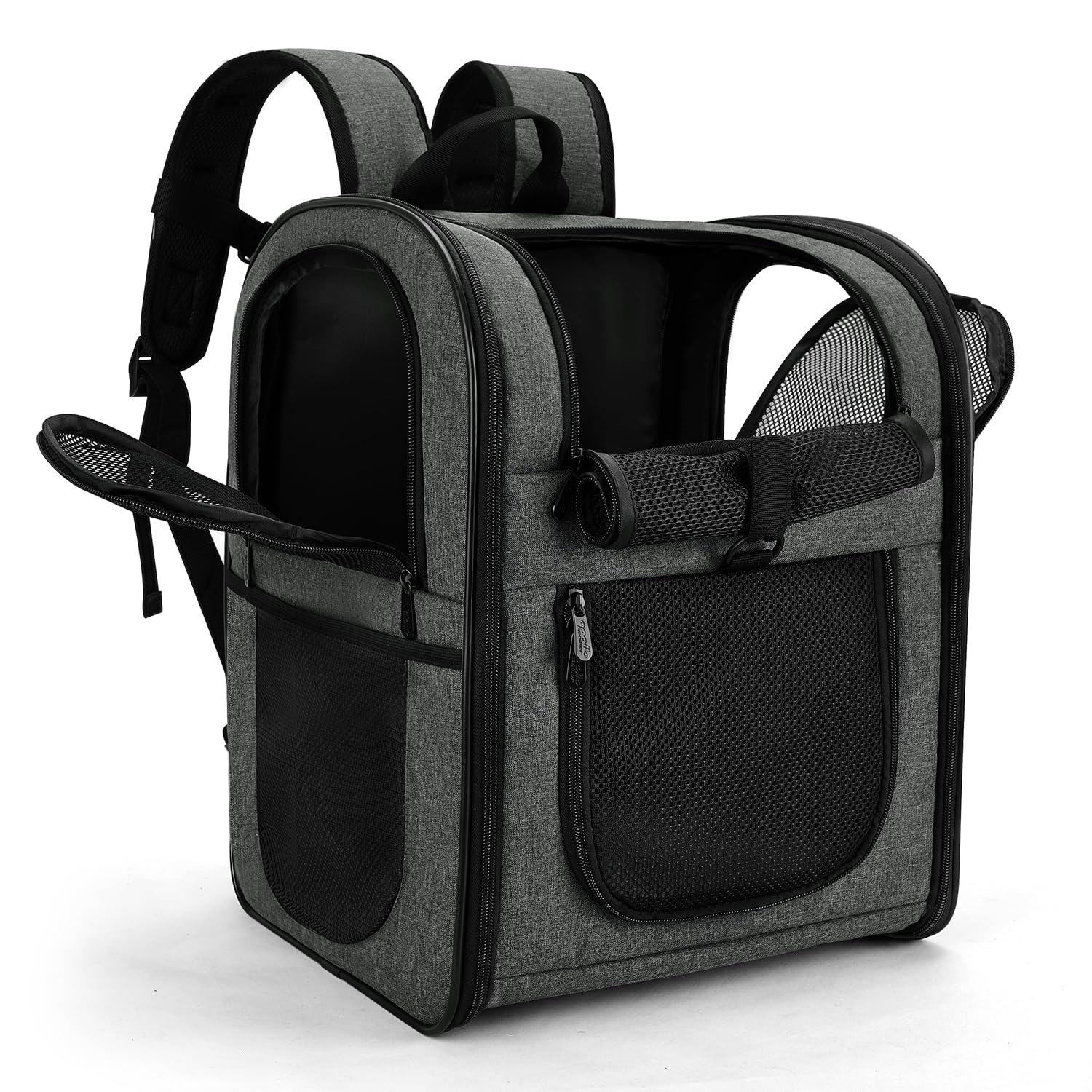 Apollo Walker Cat Carrier and Dog Carrier, for Large and Small Cat Pets (2-15 kg), Breathable Mesh Pet Carrier, Ideal for Hiking, Travel, and Outdoor Activities (Gray)