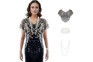 Baisdan 1920s Shawl for Women Gatsby Dress, Flapper Shawl with Beads Set, 1920s Accessories for Women, Roaring 20's Costume