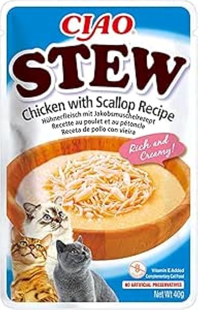 INABA Ciao Stew Chicken with Scallop 40g Wet Cat Food 1 Pack
