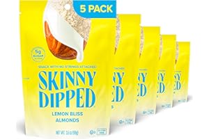 SkinnyDipped Lemon Bliss Almonds, Healthy Snack, Plant Protein, Gluten Free, 3.5 oz Resealable Bags, Pack of 5
