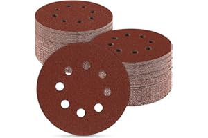 40 PCS 5 Inch 8 Hole Sanding Discs, 40/100/220/400 Assorted Grits Round Hook and Loop Sandpaper Set for Orbital Sander