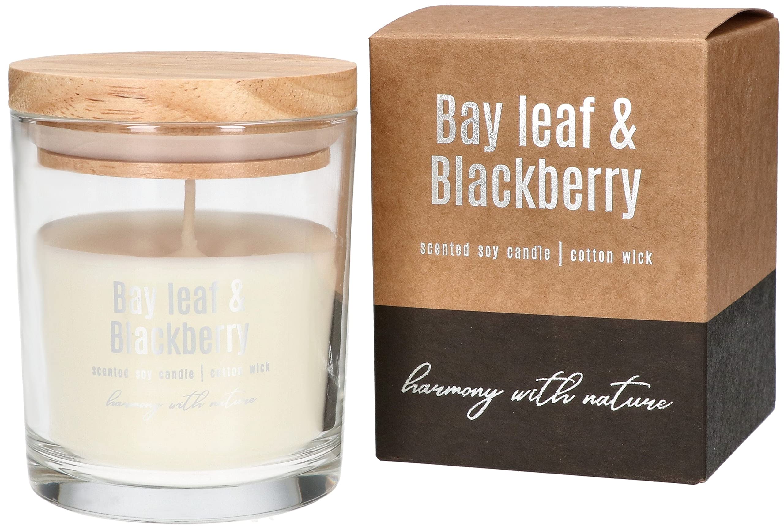 KOTARBAU® Soy Wax Candle Scented Candle in Glass with Wooden Lid (Bay Leaf & Blackberry, 1)