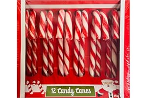 SARAH'S CANDY FACTORY Christmas Candy Canes 1 Pack (12 Pieces) Classic Red and White, Strawberry Flavor for Holiday Family Indulgement -Kosher Bulk Candy Canes Individually Wrapped for Kids and Adults, Great Candy Cane Gift Set
