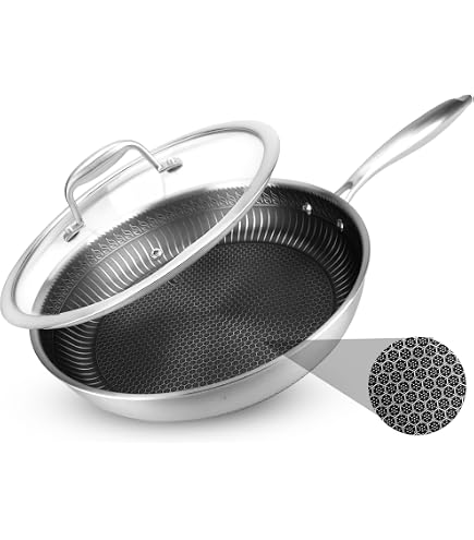 Titanium Pro Poêle martelée avec couvercle, batterie de cuisine en