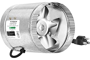 VIVOSUN 6 Inch Inline Duct Fan 240 CFM, HVAC Exhaust Ventilation Fan with Low Noise for Basements, Bathrooms, Kitchens and Attics, Silver