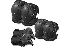BOSONER Basic Kids Protective Gear: Kids Knee Pads and Elbow Pads with Wrist Guards Set for 3-15 Years - Design for Roller Skates, Cycling, BMX Bike, Skateboard, Inline Skating, Scooter Riding Sports