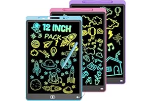 3 Pack LCD Writing Tablet, 12 Inch Colorful Doodle Board for Kids, Electronic Drawing Tablet Drawing Pads, Kids Travel Games 