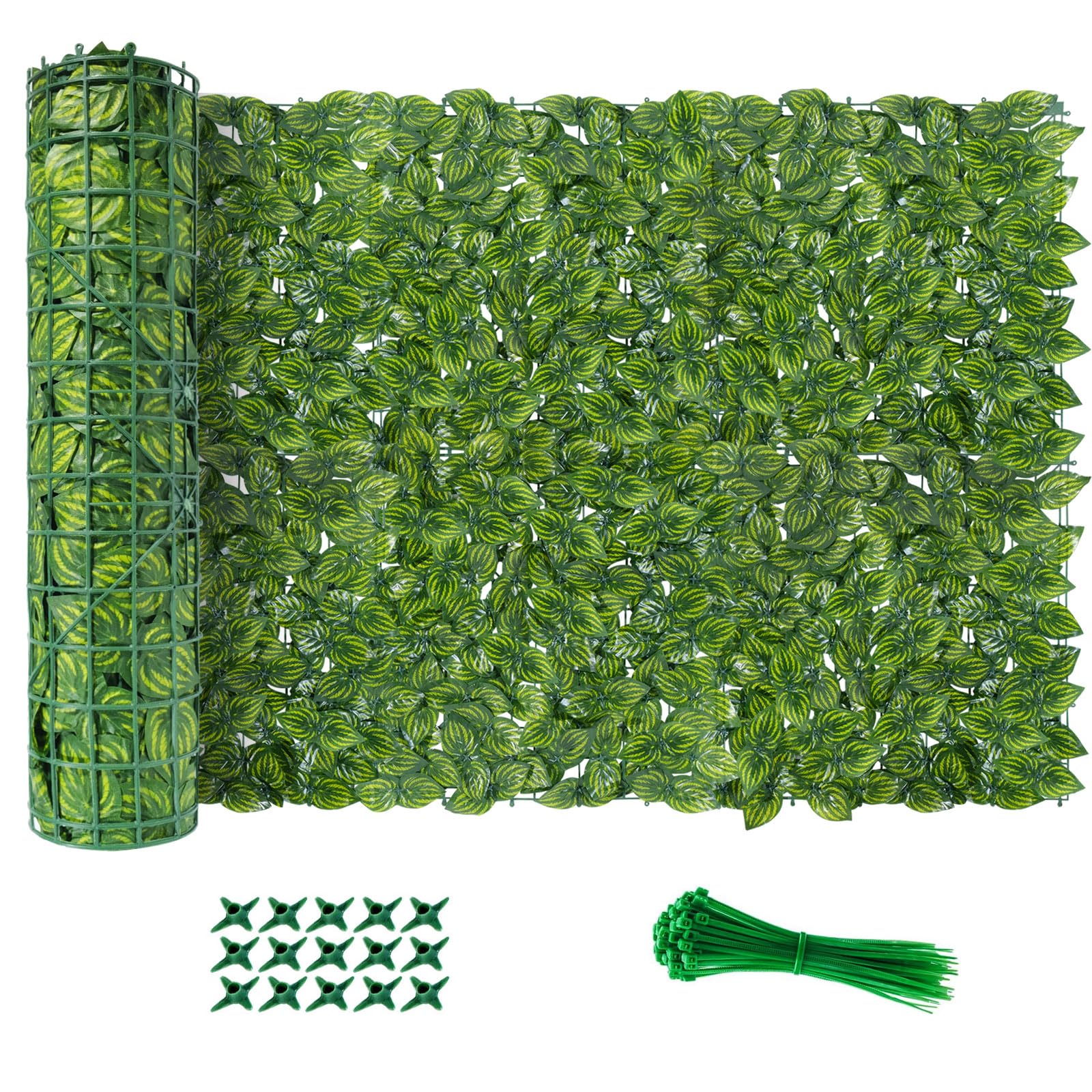 Photo 1 of AGJIDSO Privacy Fence Screen 118"x39",Anti-Ultraviolet Outdoor Privacy Screen,Suitable for Faux Grass Decor and Outdoor Garden Fences,Grass Wall for Indoor Home Furnishing (Upgrade Watermelon Leaves)