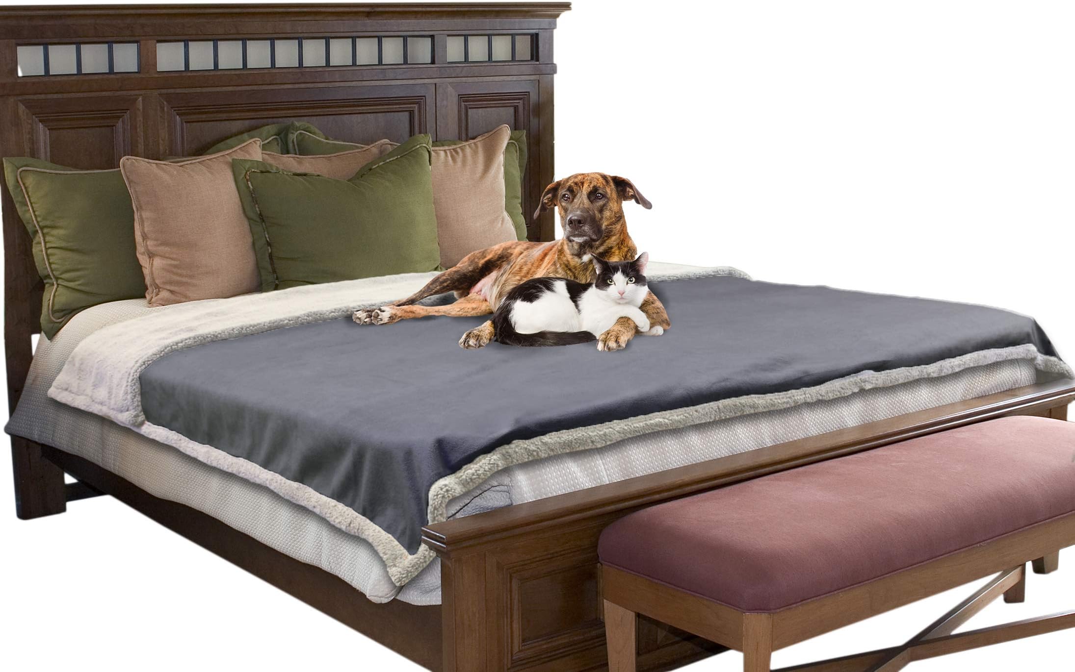 Kritter PlanetLarge Waterproof Bed Blanket for Intimacy, King Size Love Couples Bed Cover Leakproof, Reversible Protector Furniture Couch Cover for Dogs Pets, Washable, Stain Proof, Hair Resistant