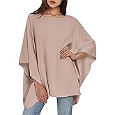 PULI Women's Pullover Poncho Sweater Oversized Loose Fit Soft Shawl Wraps Fitting Baggy Tops for Fall Winter