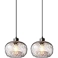 CASAMOTION Pendant Lights Kitchen Island Glass Pendant Lighting Marble Clear Color Hand Blown Art Globe Over Dining Room Table Bathroom 9 Inch Diam 2 Pack