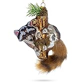 Curious Raccoon Climbing The Tree Glass Christmas Ornament