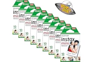 PUFLAX Fujifilm Mini Instant Camera Film: 90 Shoots Total, Value Pack, (9 Sheets x 10) - Capture Memories Anytime, Anywhere - Includes UFO Sticker