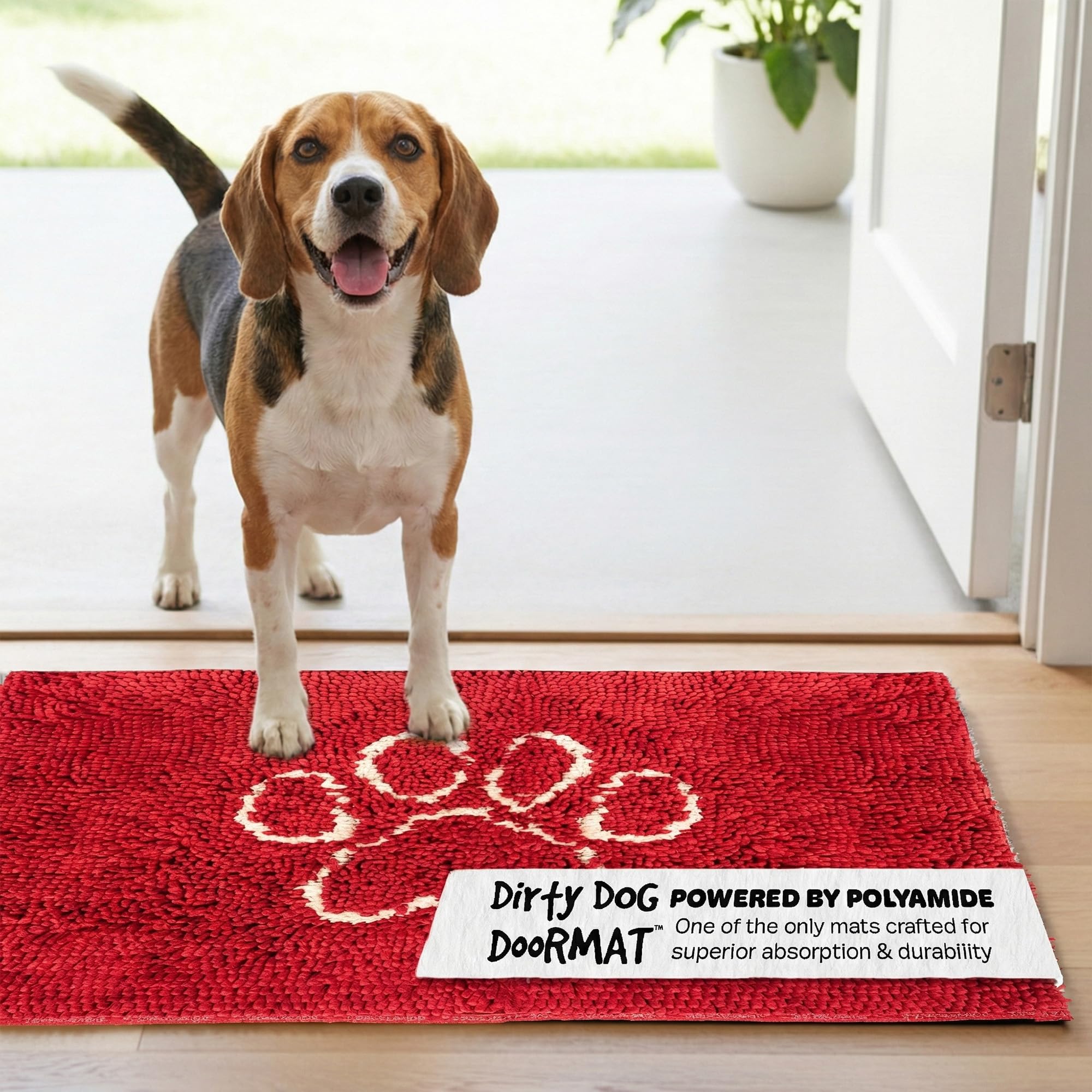 Dog Gone Smart Dirty Dog Microfiber Doormat, Super Absorbent Machine Washable with Non-Slip Backing, Medium, Maroon