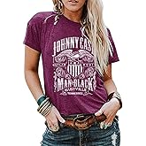 Country Music Graphic T Shirt for Women Funny Letter Print Short Sleeve Band Tee Tops