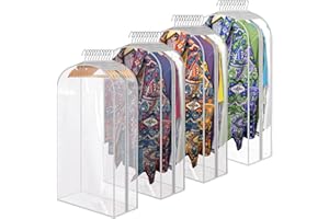 BH7STAR 10" Gusseted All Clear Garment Bag for Hanging Clothes Storage, 4 Pack 40" Suit Bags Travel for Clothing, Shirts, Coats, Dresses