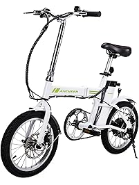 ANCHEER Folding Electric Bike, 16 Inch Collapsible Electric Commuter Bike Ebike With 36V 6Ah Lithium Battery (White)