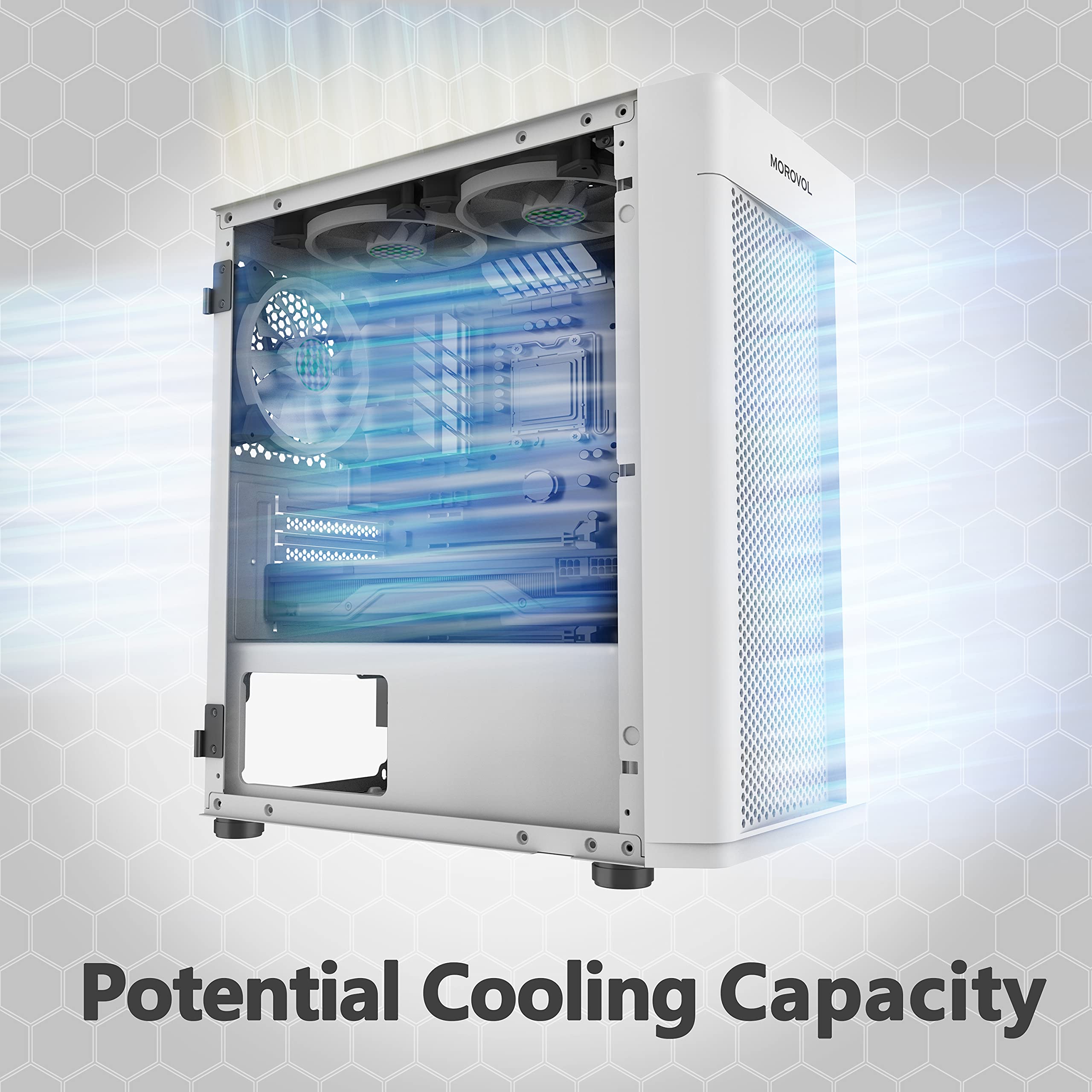 Moroval Computer Case Mua MOROVOL Mesh Micro-ATX Tower Computer Case, 2PCS × ARGB Fans Pre ...