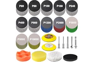 131 Pieces 3 Inch Sanding Disc, GOH DODD Headlight Restoration Kit Hook and Loop Sanding Pads 60 to 10000 Grit Wet Dry Sandpaper with 1/8" 1/4” Shank, Backer, Polishing Pads and Interface Pad