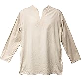 Tunic Hand-loomed Cotton Kurta Split Neck Shirt (X-Large, Cream)