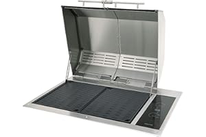 Kenyon Texan Built-In Electric Grill, UL-Approved For Indoor And Outdoor Use, Stainless Steel Body, Rust-Proof Grill, Quick Heat Up, Alternative For Gas And Charcoal Grill, Dishwasher Safe Grates