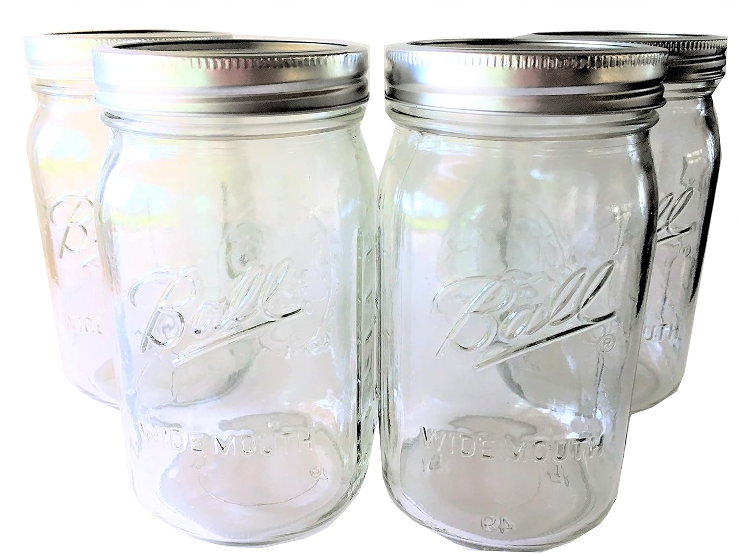 Ball Mason Jar32 oz. Clear Glass Wide Mouth Set of 4 688962555099 eBay