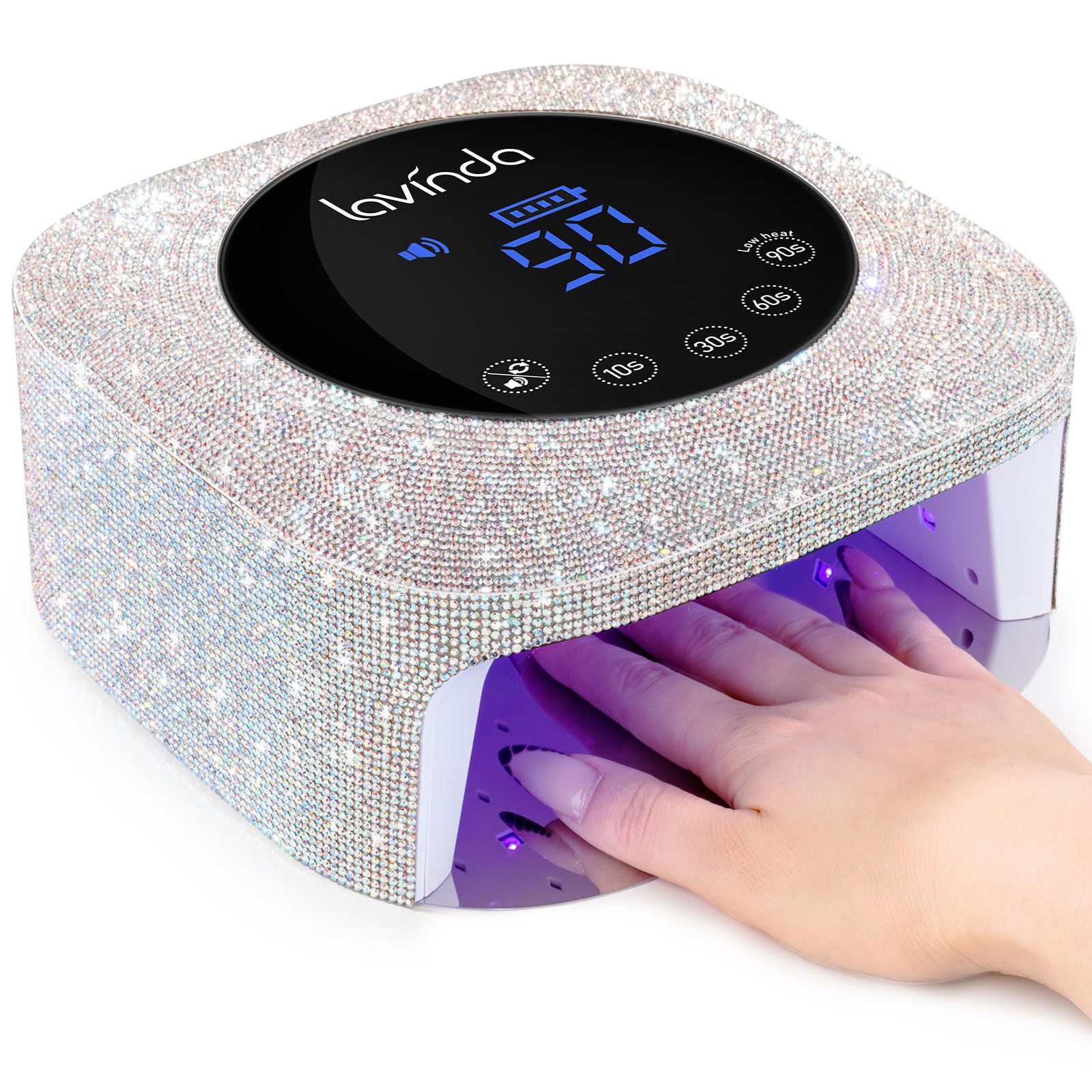 Photo 1 of Lavinda UV LED Nail Lamp for Gel Nails, Cordless Rechargeable Nail Light with 4 Timer Settings, Touch LCD Display, Removable Base, 54W Professional Nail Dryer for Salon Home Use Diamond Design
